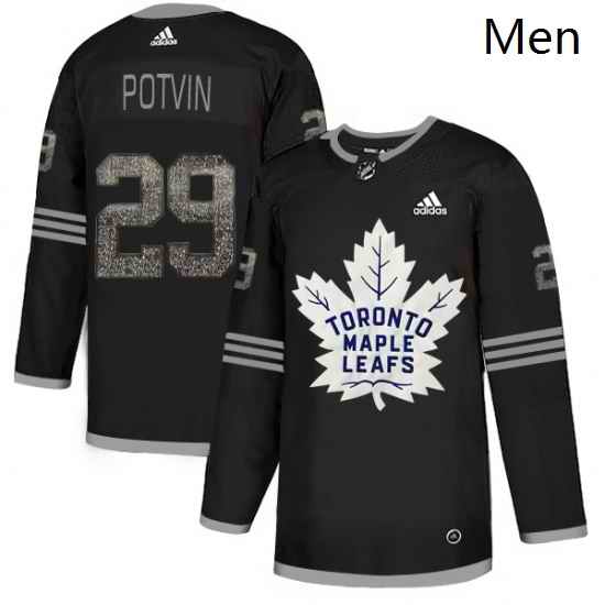 Mens Adidas Toronto Maple Leafs 29 Felix Potvin Black Authentic Classic Stitched NHL Jersey
